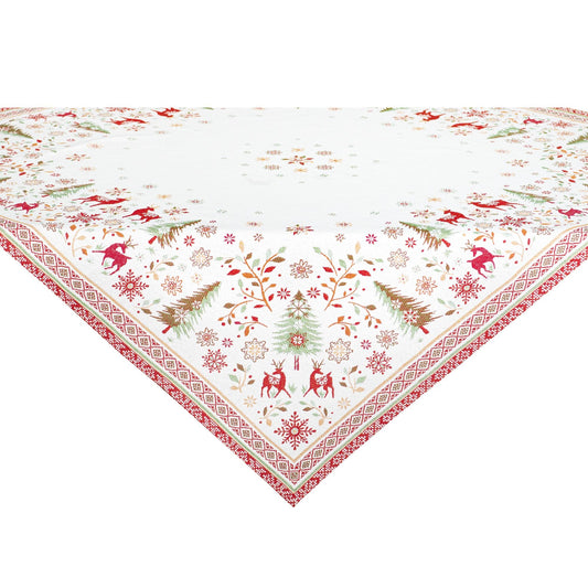 Vallee Red Green Square French Jacquard Table Runner 39” X 39”