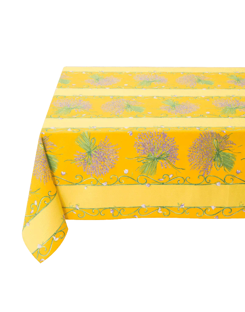 Tablecloth coated Bouquet Lavande Yellow 61" X 98"