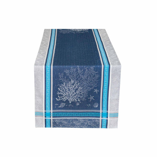 Oceane Blue Jacquard Table Runner (Water-Repellent)