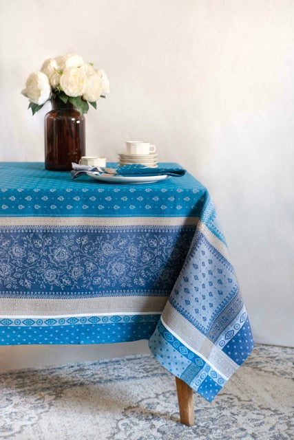 Massilia Azur Jacquard Tablecloth (Water-Repellent)