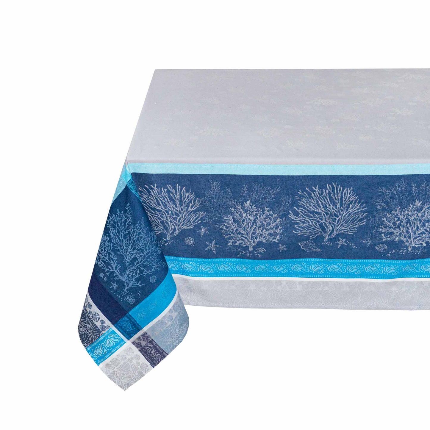 Oceane Blue Jacquard Tablecloth (Water-Repellent)