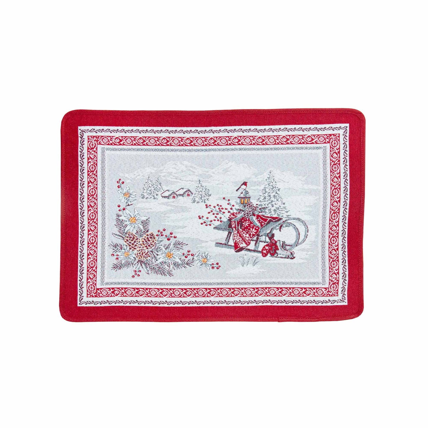 Savoie Red Holiday French Jacquard Placemat