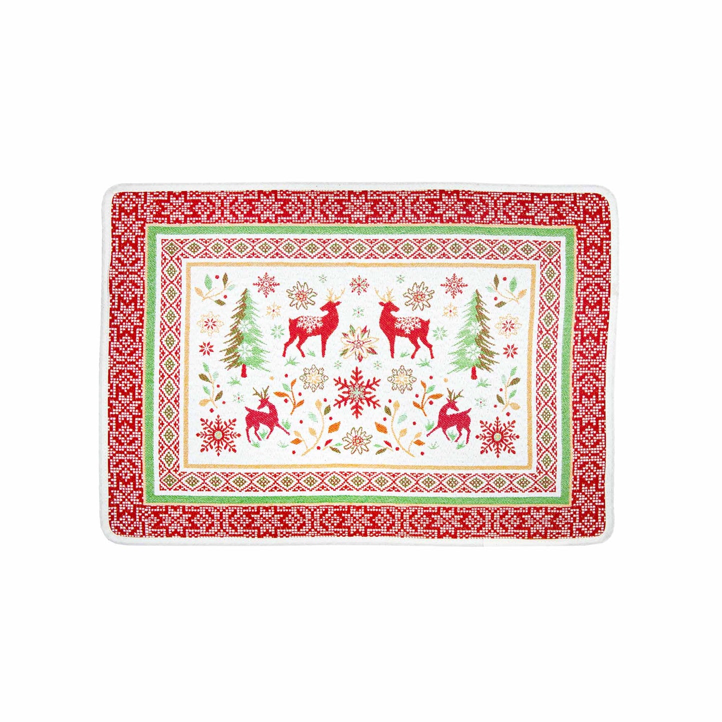 Vallee Red Green Holiday French Jacquard Placemat