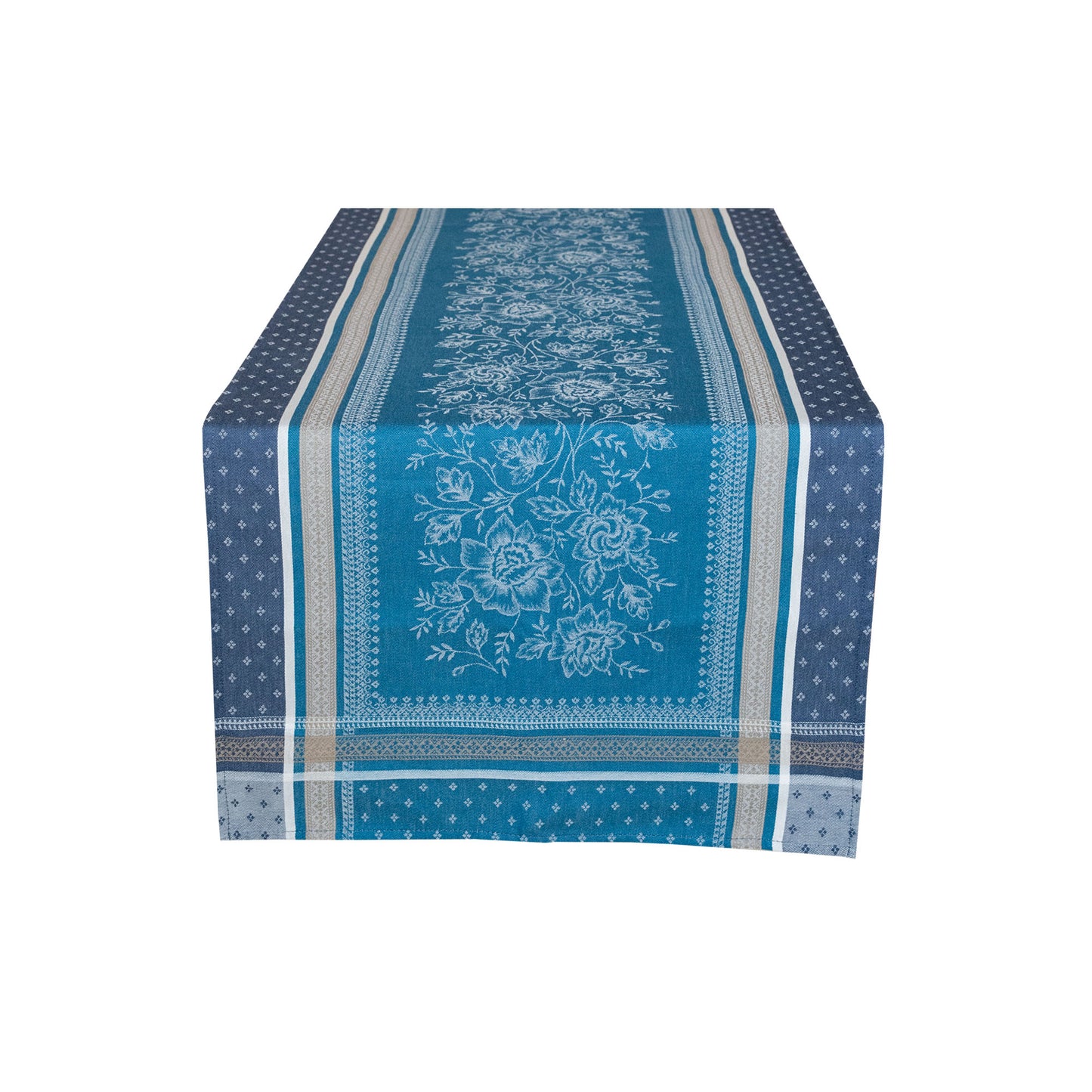 Massilia Blue Jacquard Table Runner (Water-Repellent)