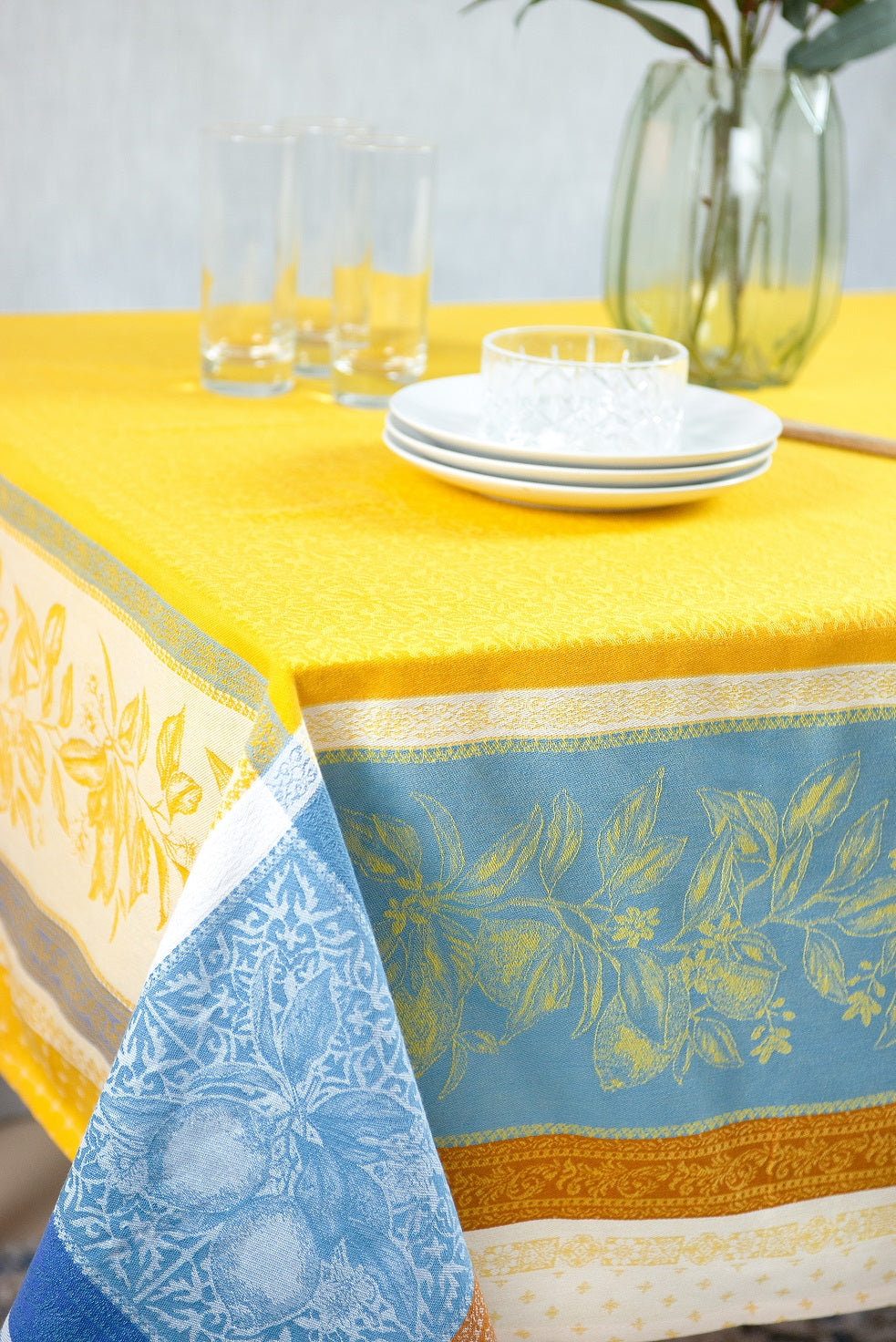 Cédrat Soleil Jacquard Tablecloth (Water-Repellent)