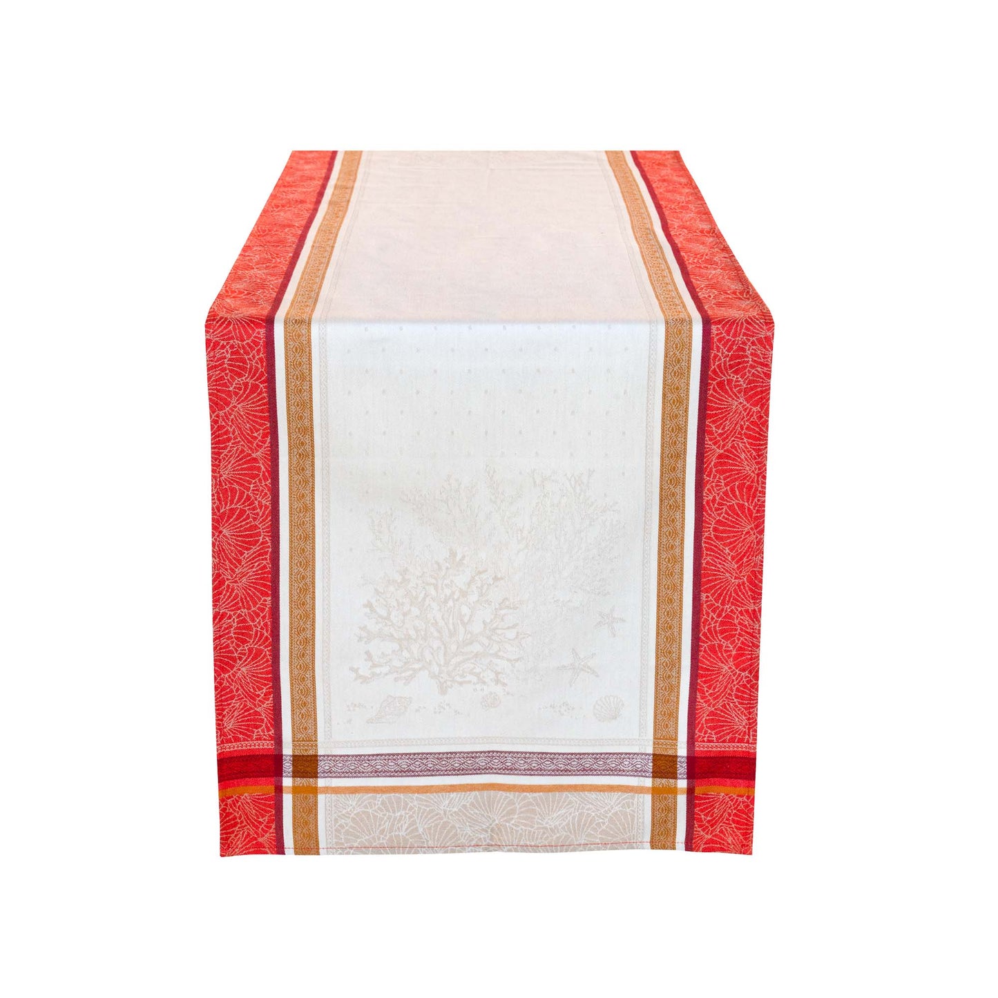 Oceane Coral Jacquard Table Runner (Water-Repellent)