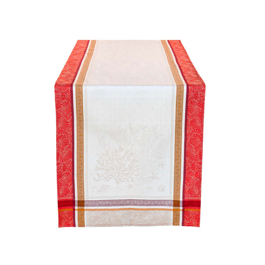 Oceane Coral Jacquard Table Runner (Water-Repellent)