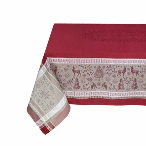 Vars Cardinal Holiday Jacquard Tablecloth (Water-Repellent)