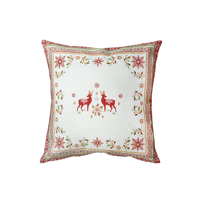 Vallee Red Green Holiday French Jacquard Pillow Cover