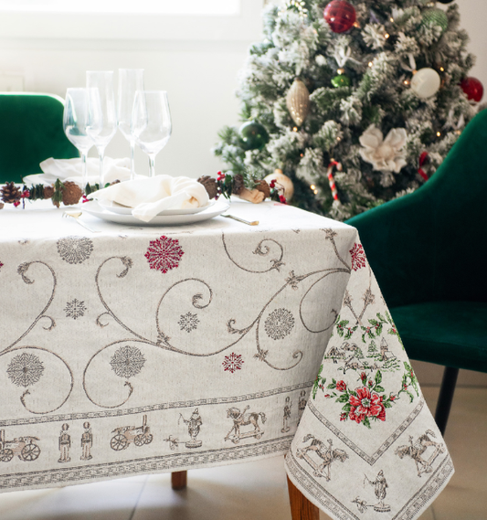 Noel French Jacquard Tablecloth 71” X 110”