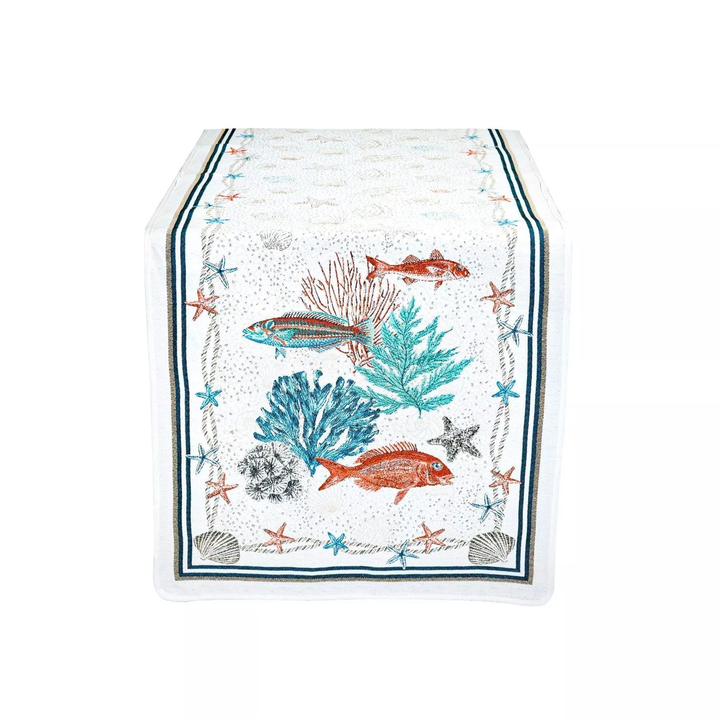 Bonifacio Ocean Ecru French Jacquard Table Runner