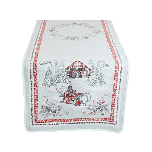 Savoie Pearl Holiday French Jacquard Table Runner