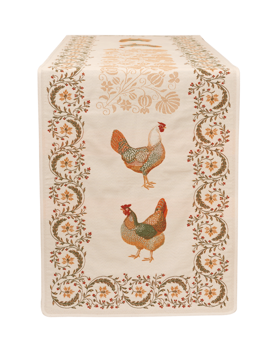 Chanteclair Chicken French Jacquard Table Runner