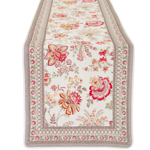 Garance Flowers Yellow Red French Jacquard Table Runner