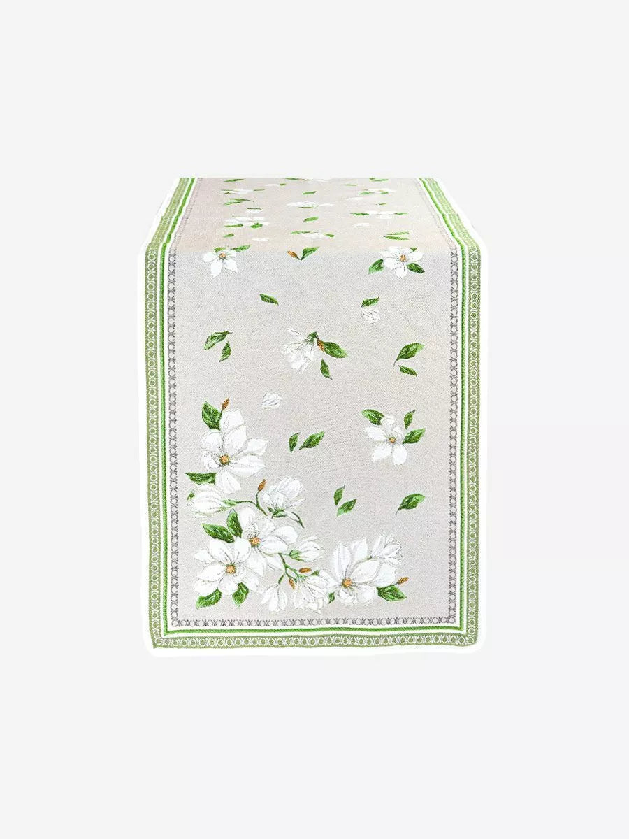 Magnolia Ecru French Jacquard Table Runner