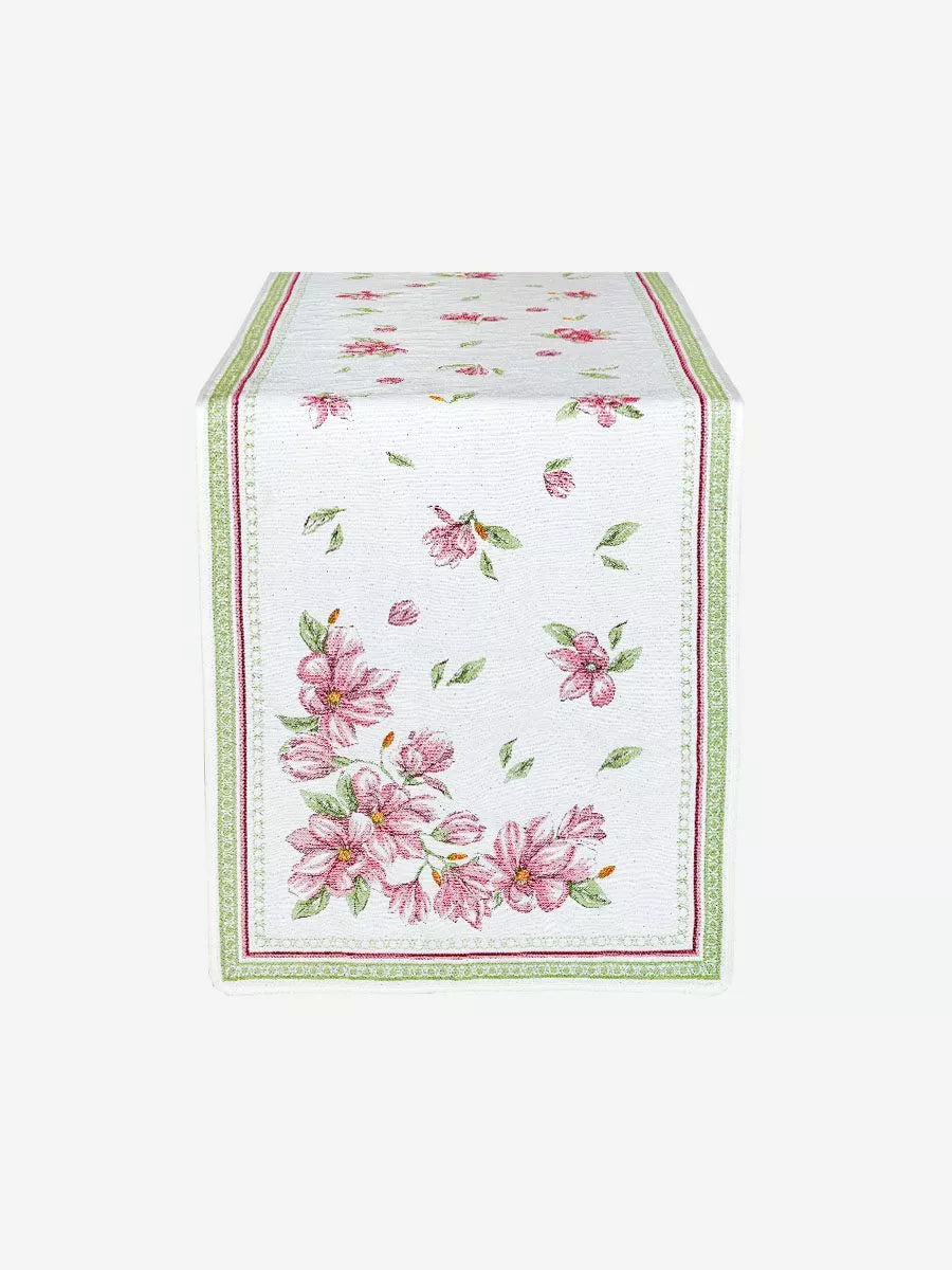 Magnolia Rose French Jacquard Table Runner