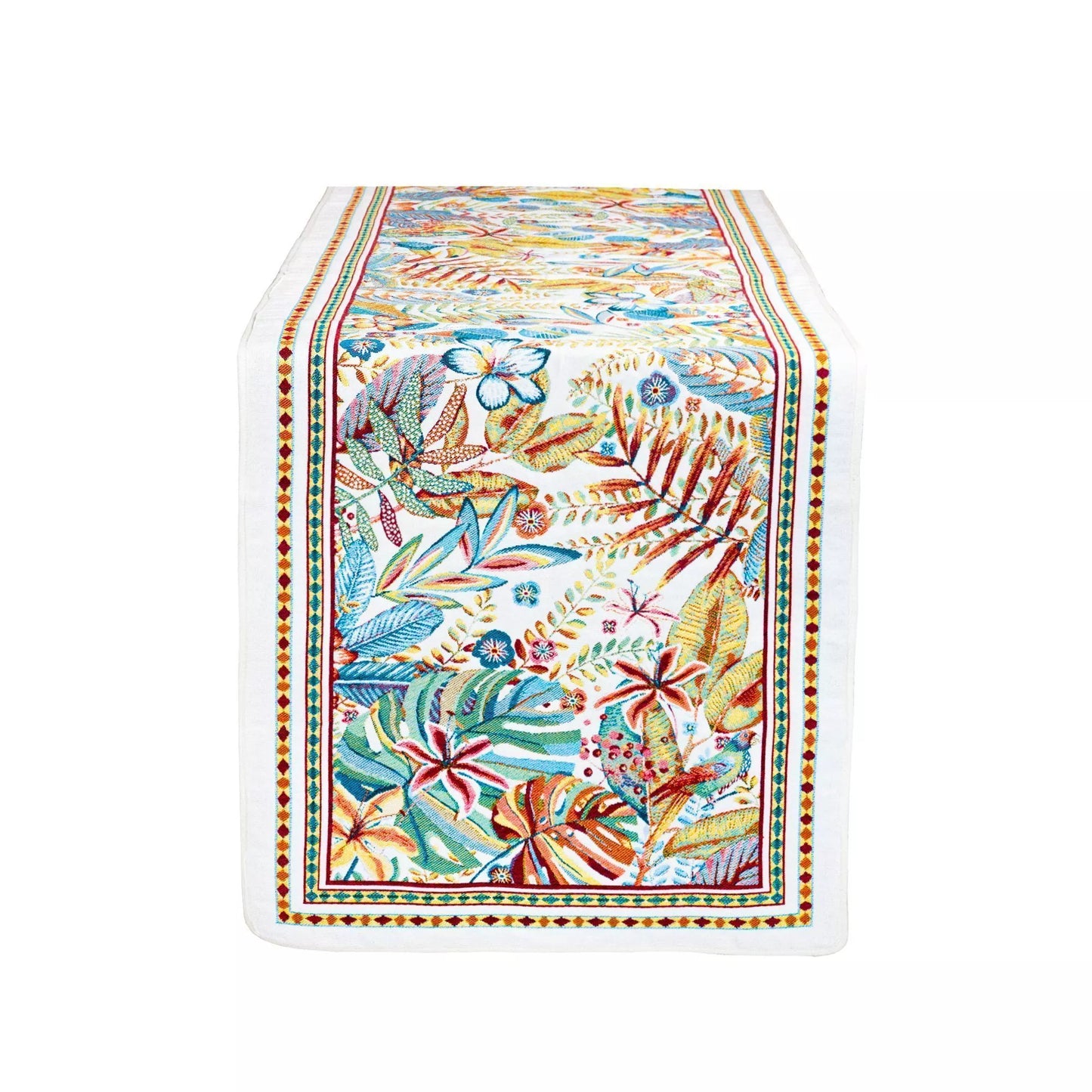 Puerto Rico Ecru Tropical French Jacquard Table Runner