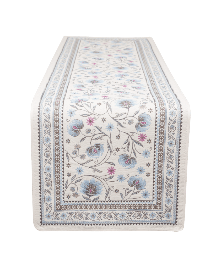 Sillans Blue French Jacquard Table Runner