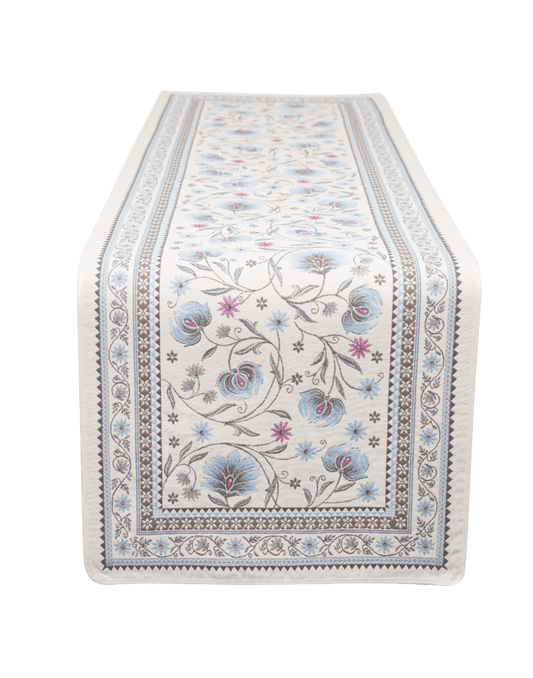 Sillans Blue French Jacquard Table Runner