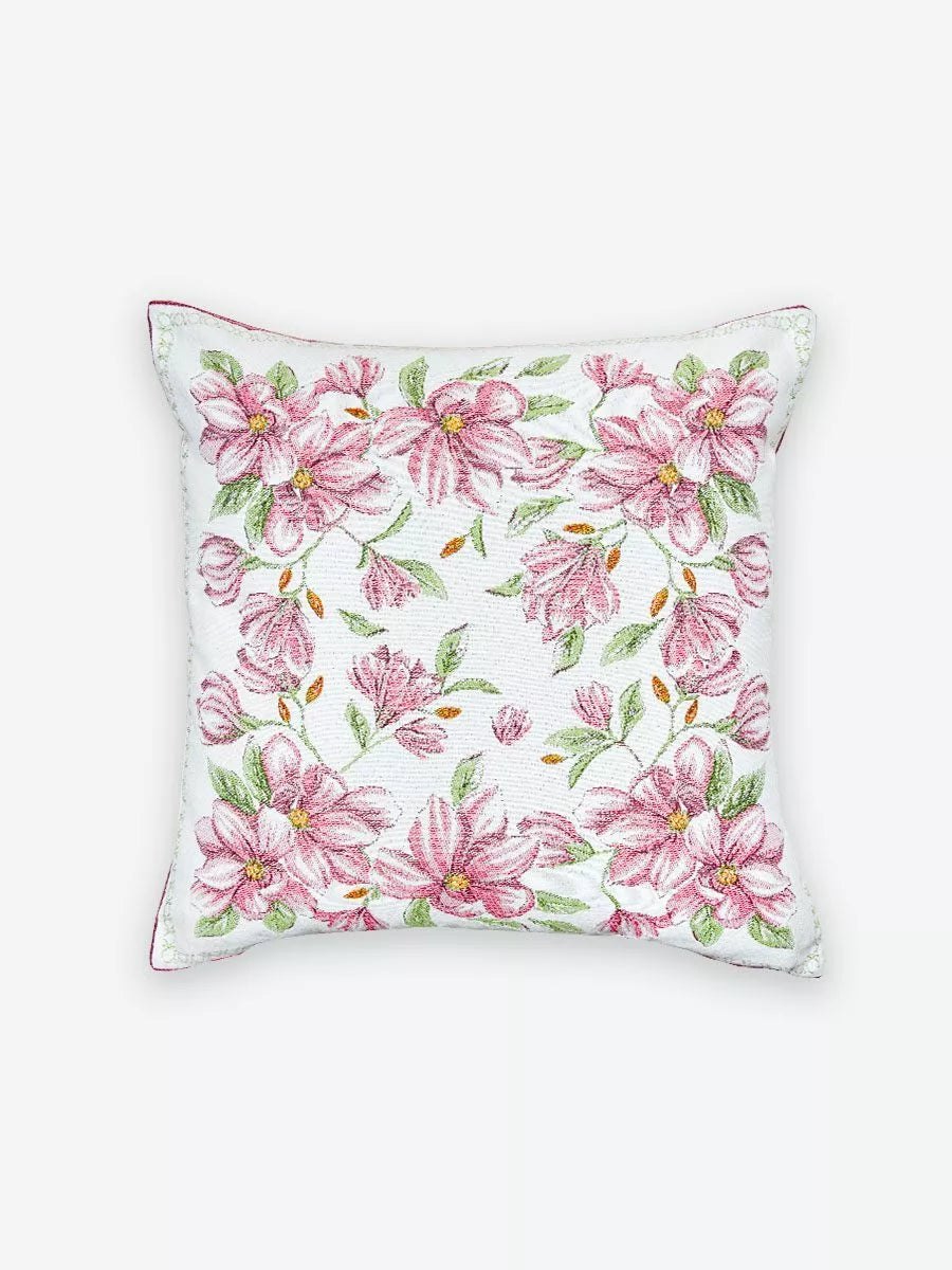 Magnolia Rose French Jacquard Pillow Cover