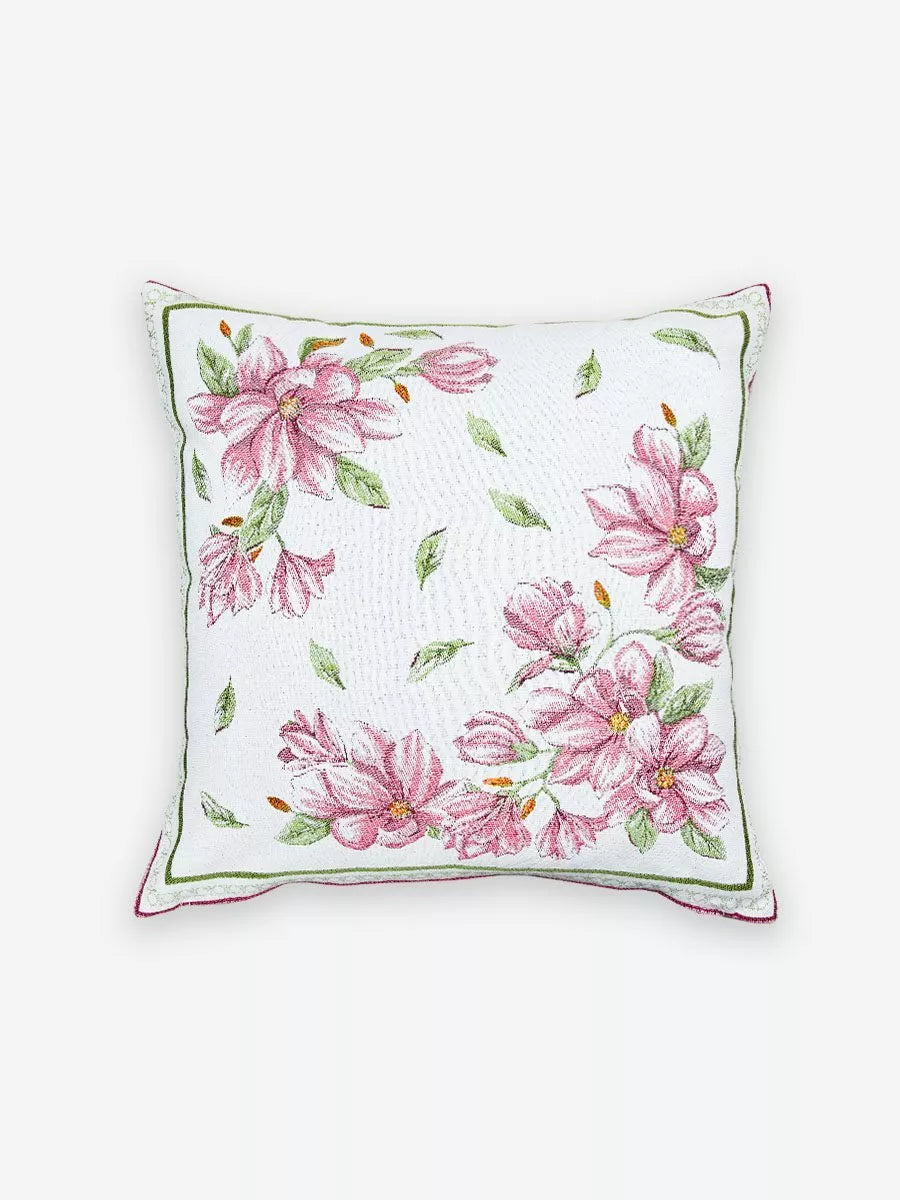 Magnolia Rose French Jacquard Pillow Cover