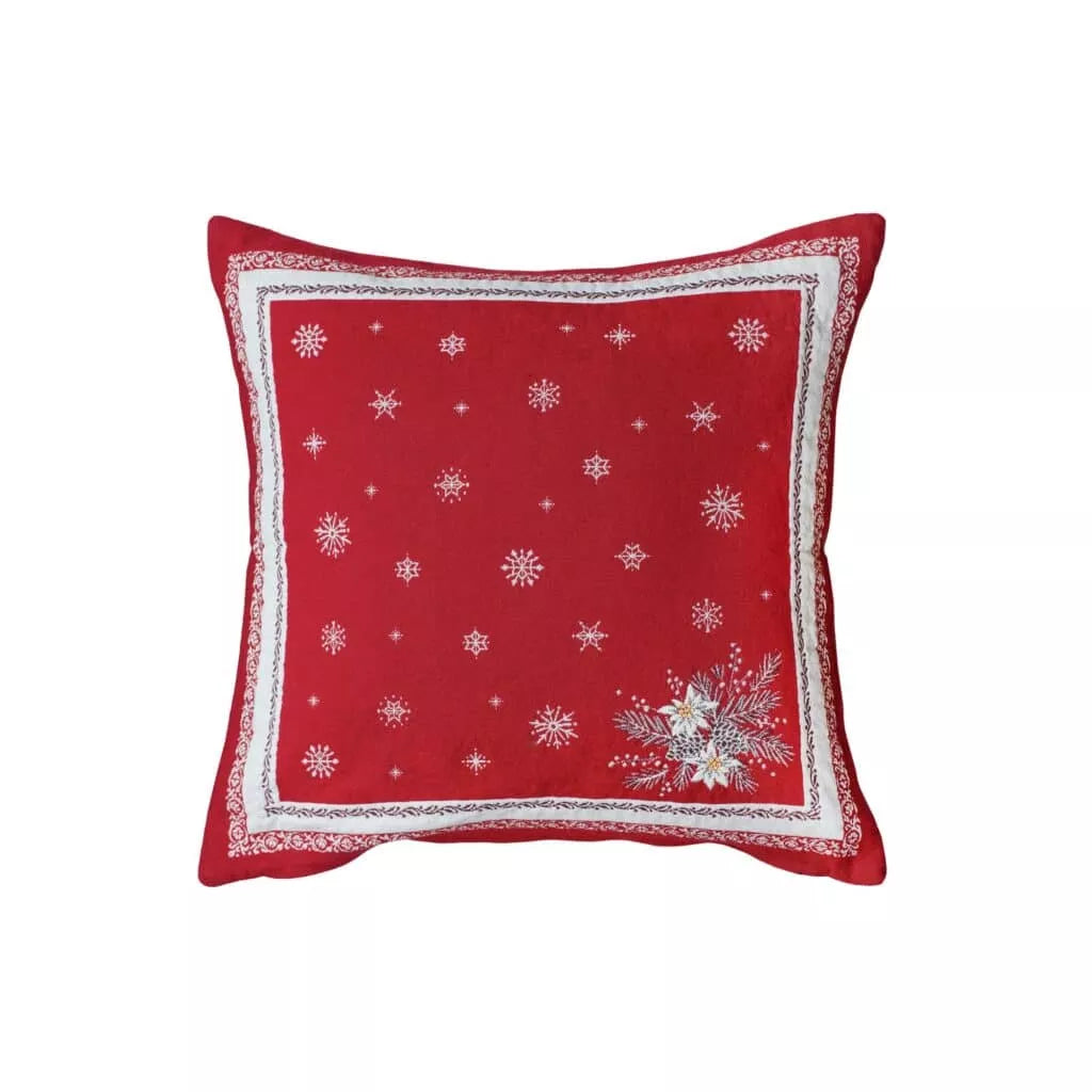 Savoie Red Holiday French Jacquard Pillow Cover