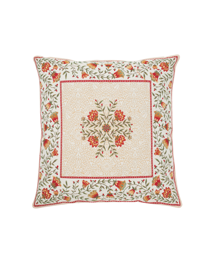 Aubrac Orange Autumn Floral French Jacquard Pillow Cover