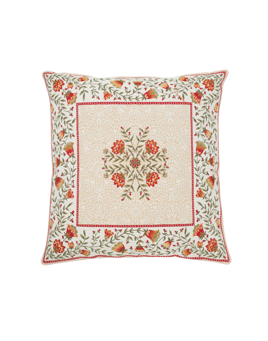 Aubrac Orange Autumn Floral French Jacquard Pillow Cover