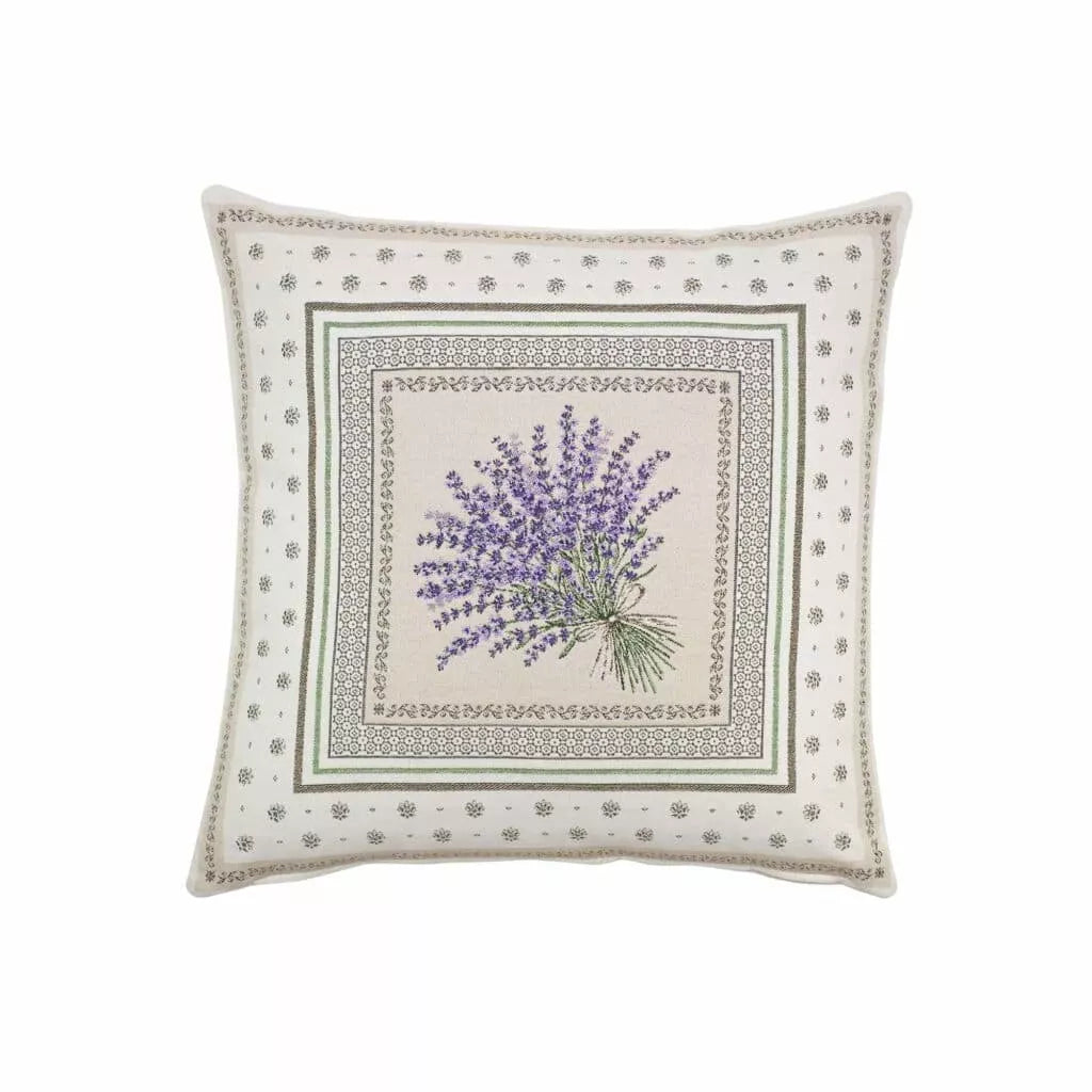 Castillon Lavender Ecru French Jacquard Pillow Cover