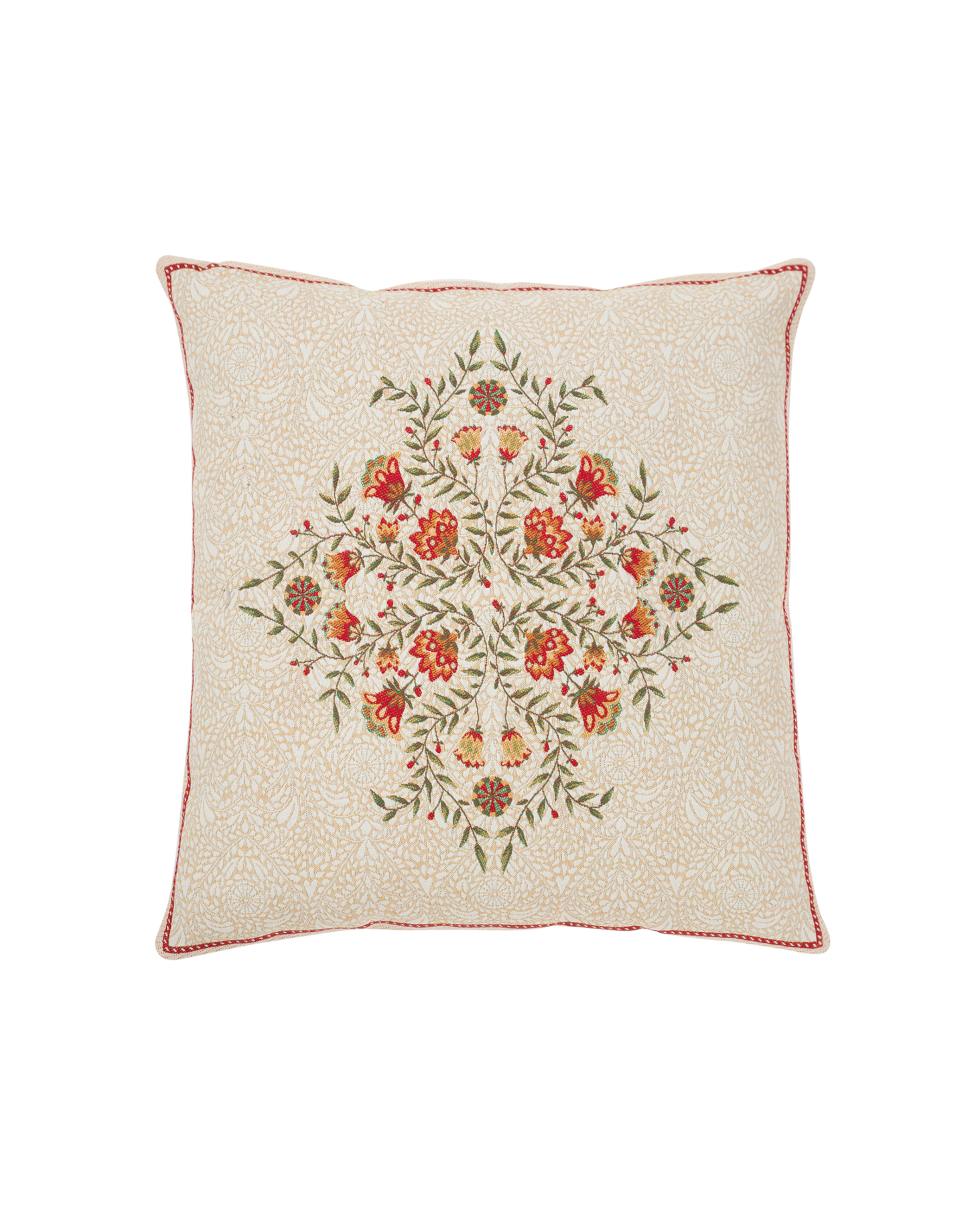 Aubrac Orange Autumn Floral French Jacquard Pillow Cover