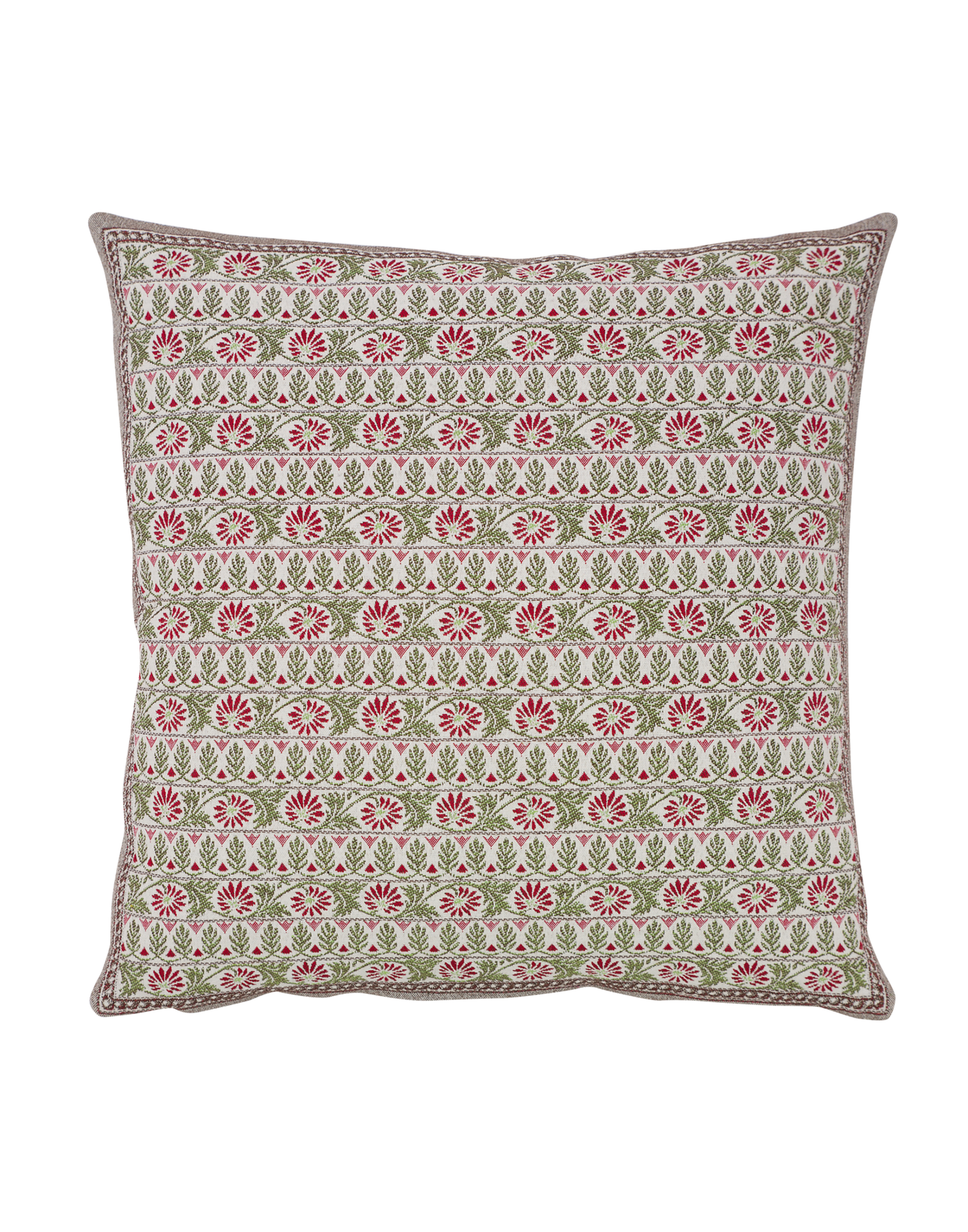 Garance Flowers Fuchsia Blue French Jacquard Pillow Cover