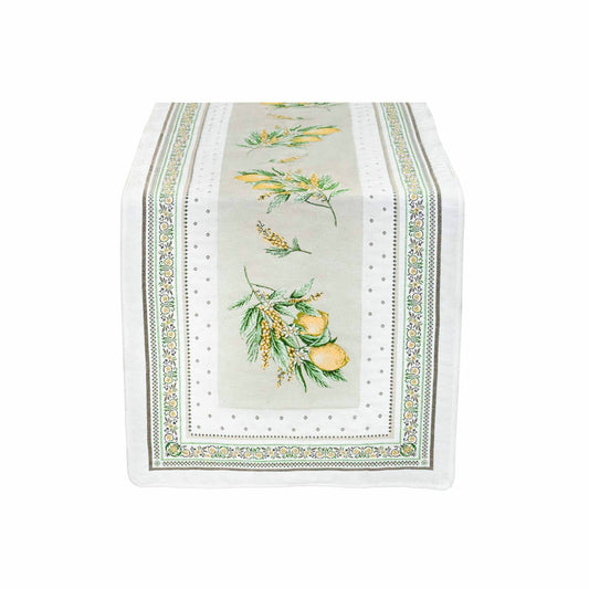 Menton Lemon French Jacquard Table Runner