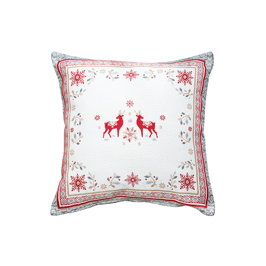 Vallee Ecru Holiday French Jacquard Pillow Cover