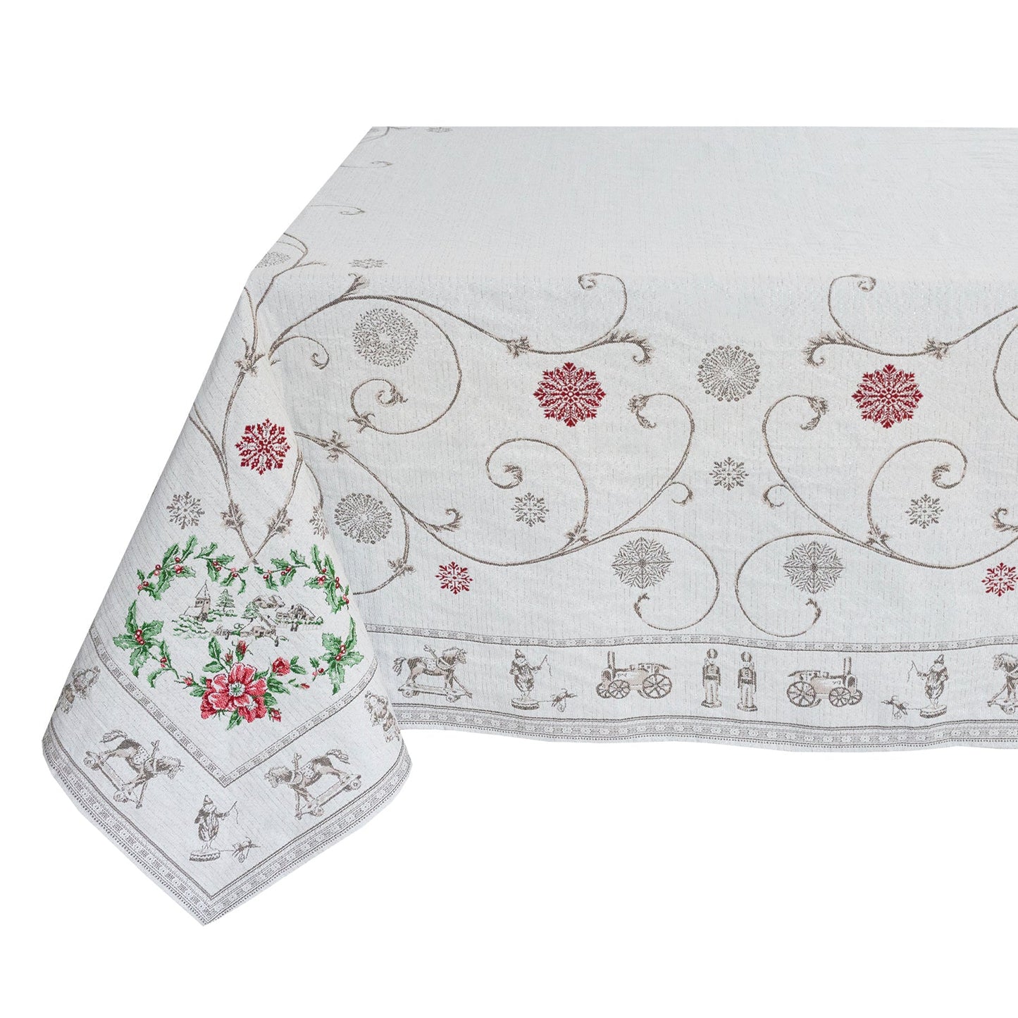 Noel French Jacquard Tablecloth 71” X 138”