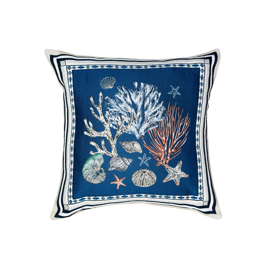 Bonifacio Ocean Blue French Jacquard Pillow Cover