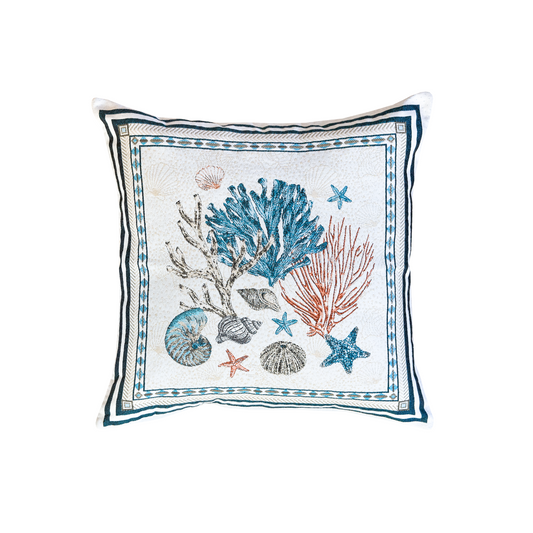 Bonifacio Ocean Ecru French Jacquard Pillow Cover