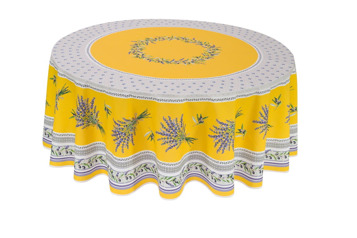 Lauris Yellow Coated tablecloth  Round 70”