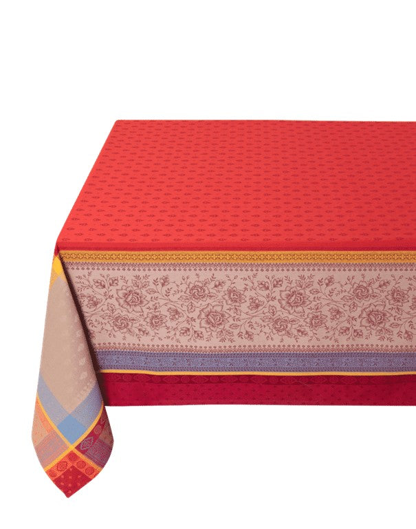 Massilia Red Jacquard Tablecloth (Water-Repellent)