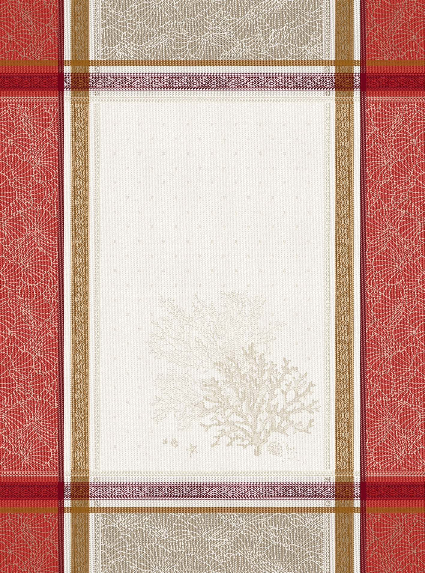 Oceane Coral Jacquard Tea Towel