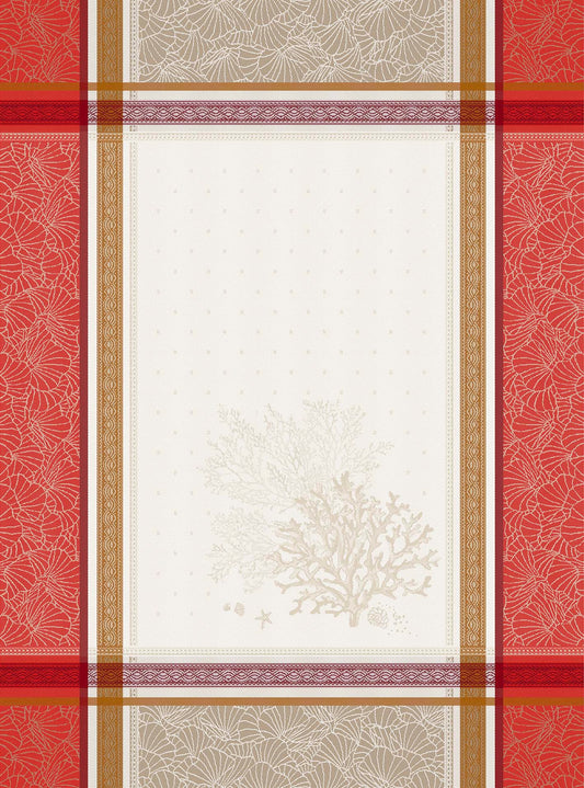 Oceane Coral Jacquard Tea Towel