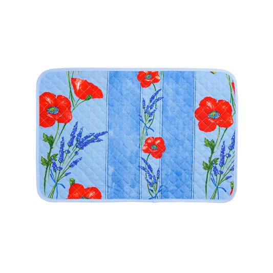 Poppy Lavender Blue Stain resistant Quilted Placemat