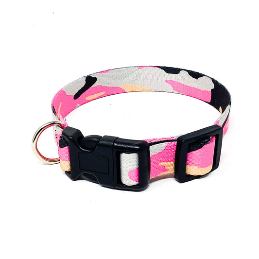 Pink Camouflage 3/4 Inch Dog Collar