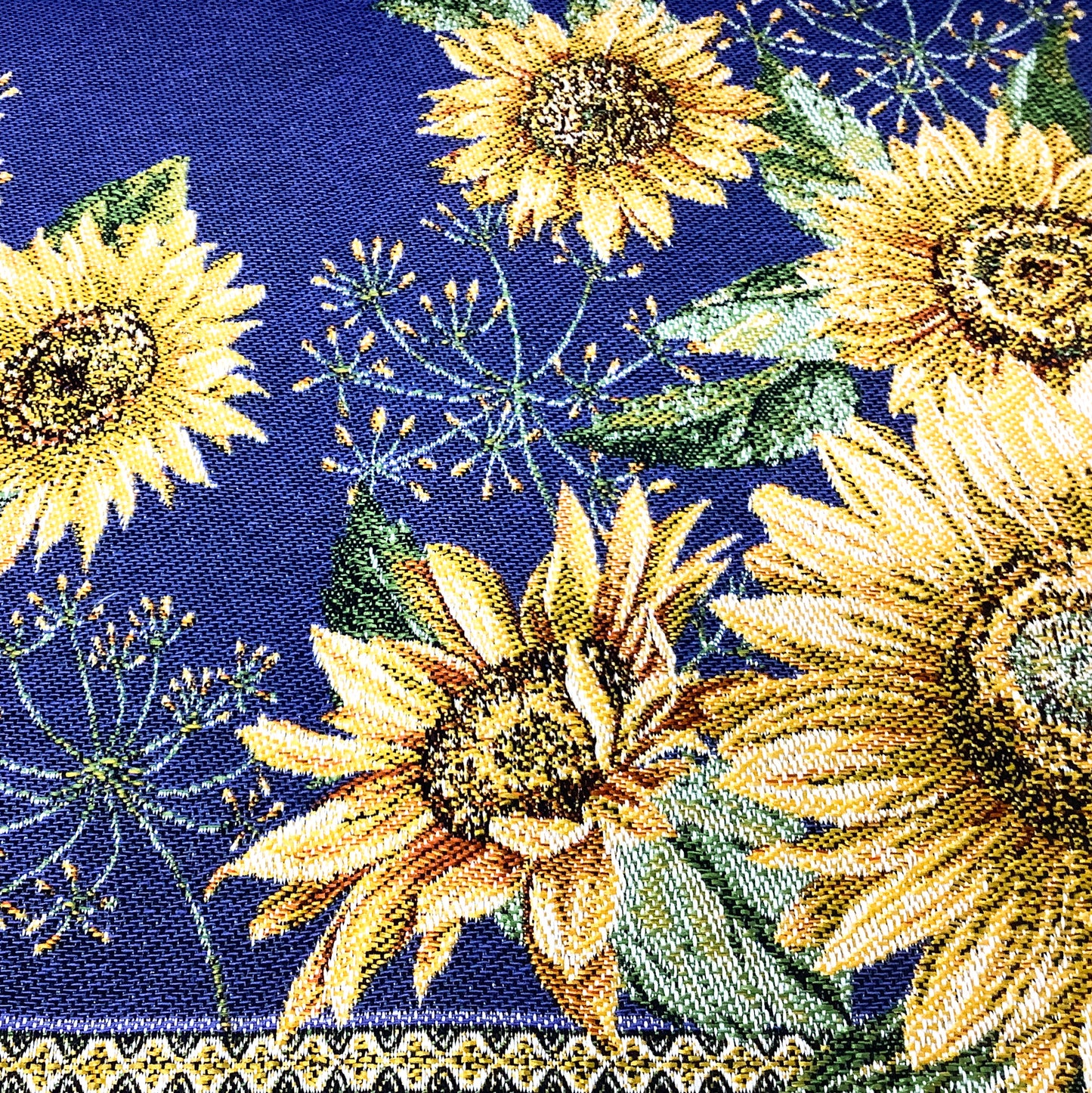 Sunflower Azur French Jacquard Table Runner