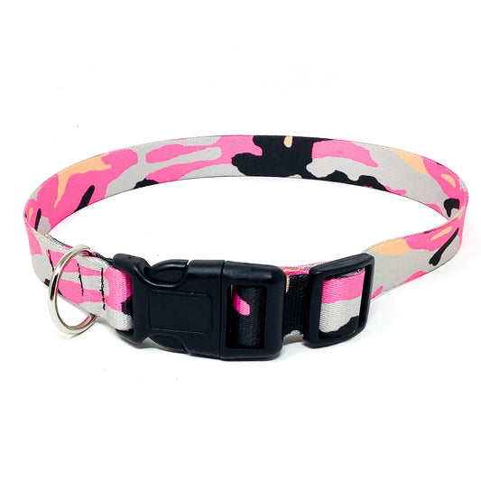 Pink Camouflage 1 Inch Dog Collar