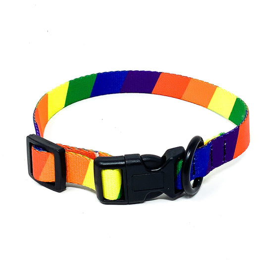 Rainbow Stripes 3/4 Inch Dog Collar