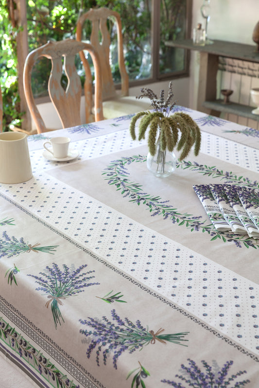 Lauris Ecru Coated Tablecloth 60” X 98”