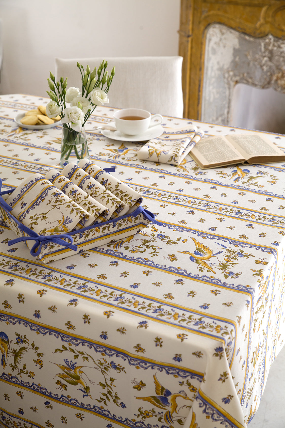 Moustiers Coated tablecloth  60" X 60”