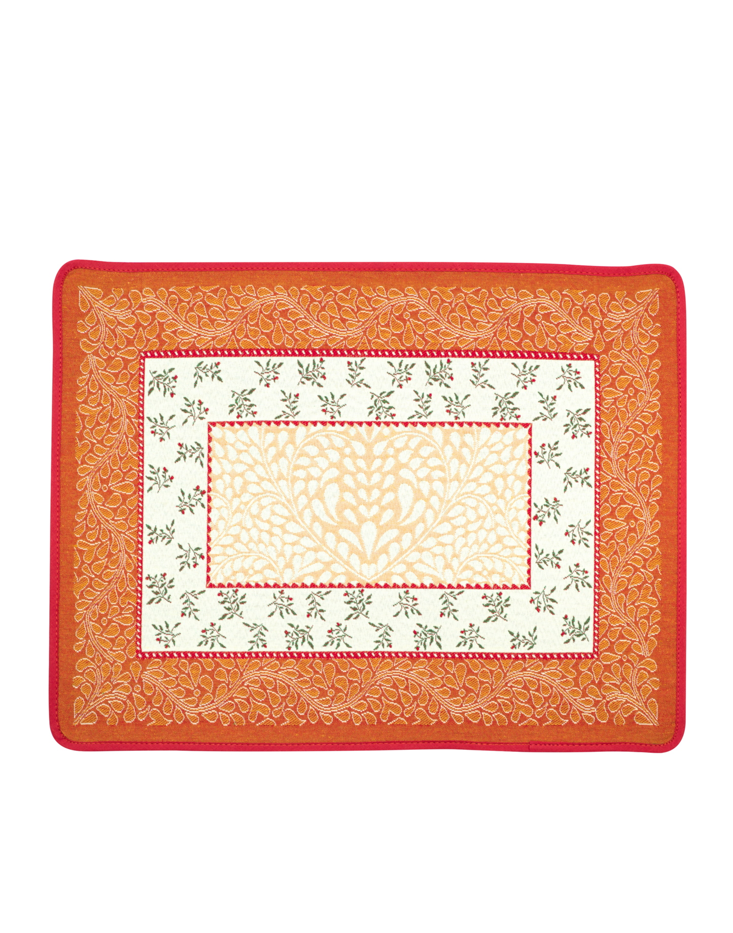 Aubrac Orange Autumn Floral French Jacquard Placemat