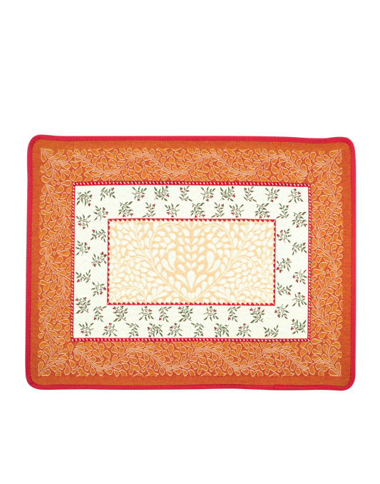 Aubrac Orange Autumn Floral French Jacquard Placemat