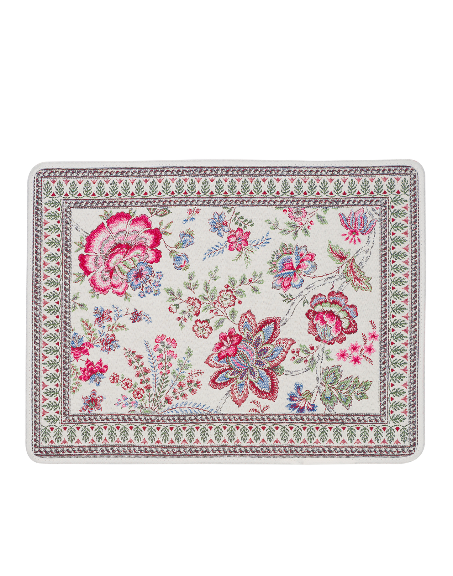 Garance Flowers Fuchsia Blue French Jacquard Placemat